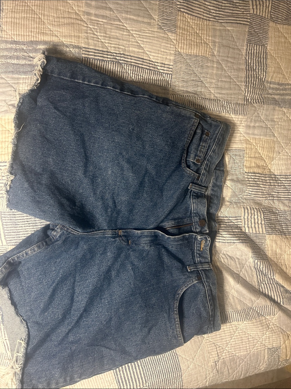Wrangler Dark Blue Denim High-Rise Jean Shorts